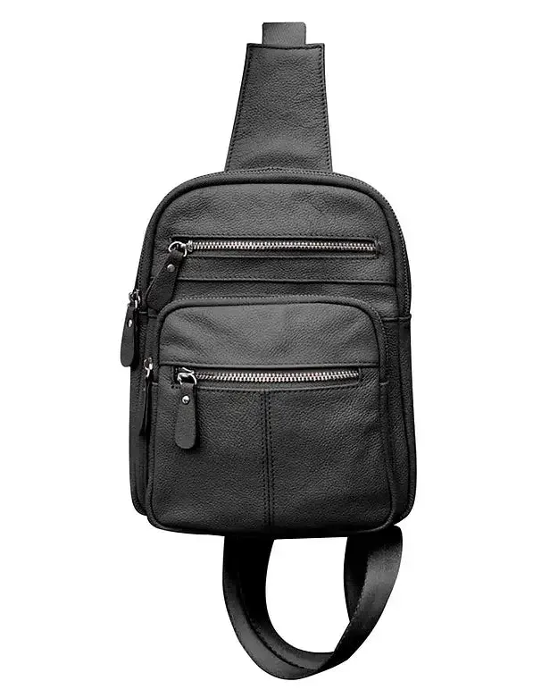 Black cowhide leather back pack