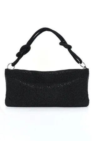 BLING BAG WITH STRAP-BLACK