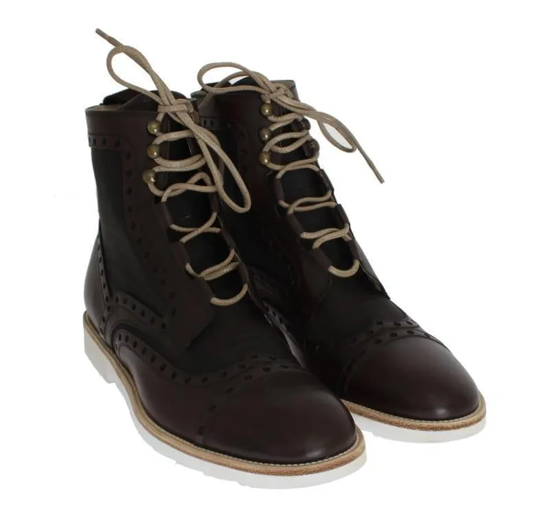 Brown Leather Above Ankle Tall Boots