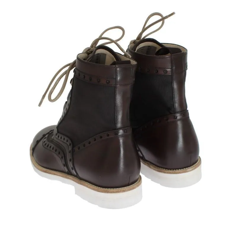 Brown Leather Above Ankle Tall Boots