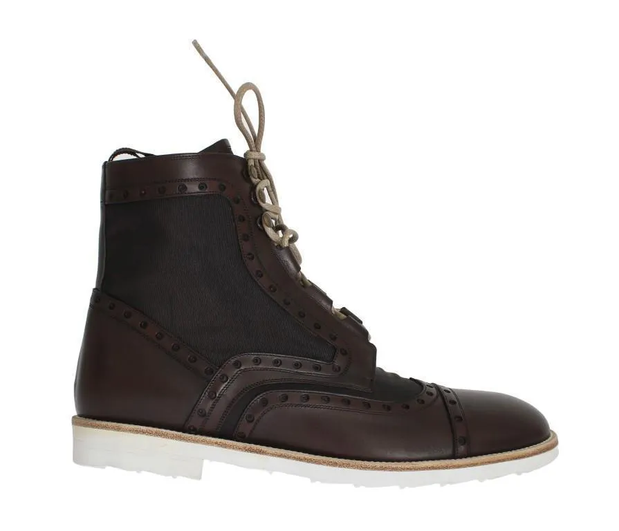 Brown Leather Above Ankle Tall Boots