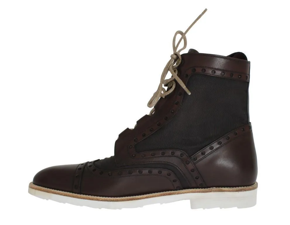Brown Leather Above Ankle Tall Boots