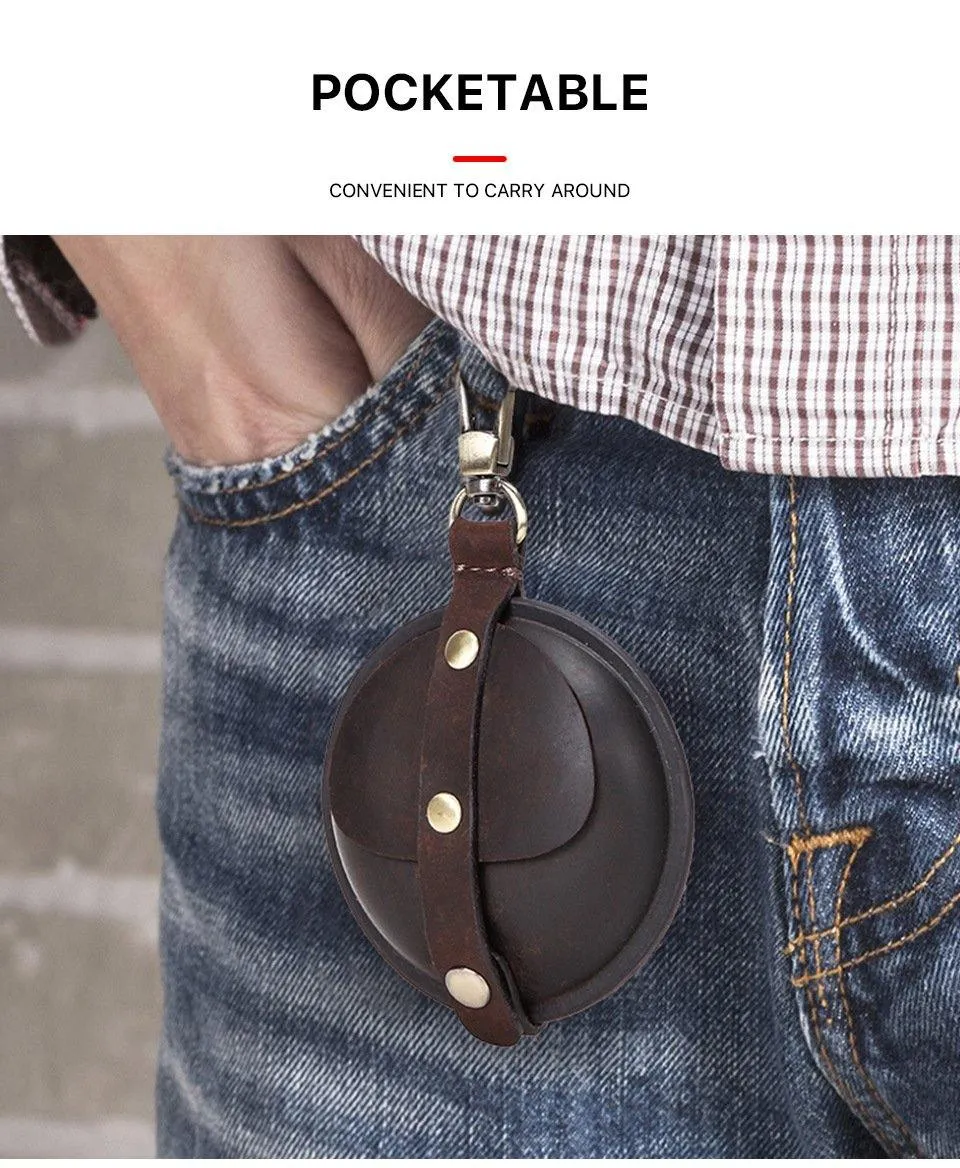 Brown Multi-function Women Mens Red Coin Purse Earphone holder AirPods Case For Men and Women