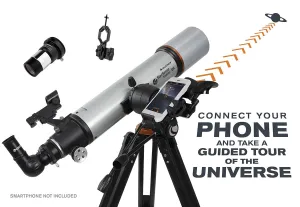BUNDLE: Celestron StarSense Explorer DX 102AZ Smartphone App-Enabled Refractor 22460 Telescope with Smartphone Holder and 2x Barlow Lens (Save $21!)