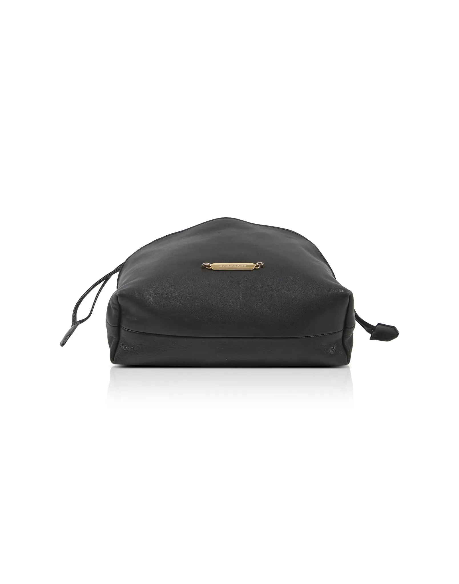 Burberry Black Leather and Check Little Crush Drawstring Shoulder Bag