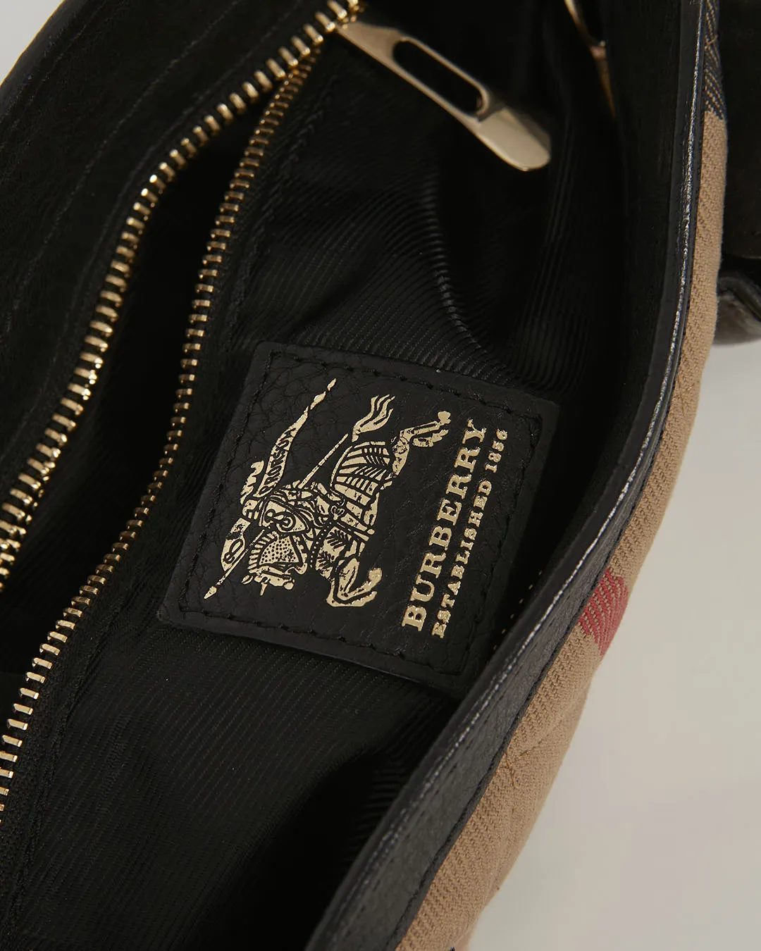 Burberry Black Nova Check Fabric Pocket Convertible Shoulder Bag