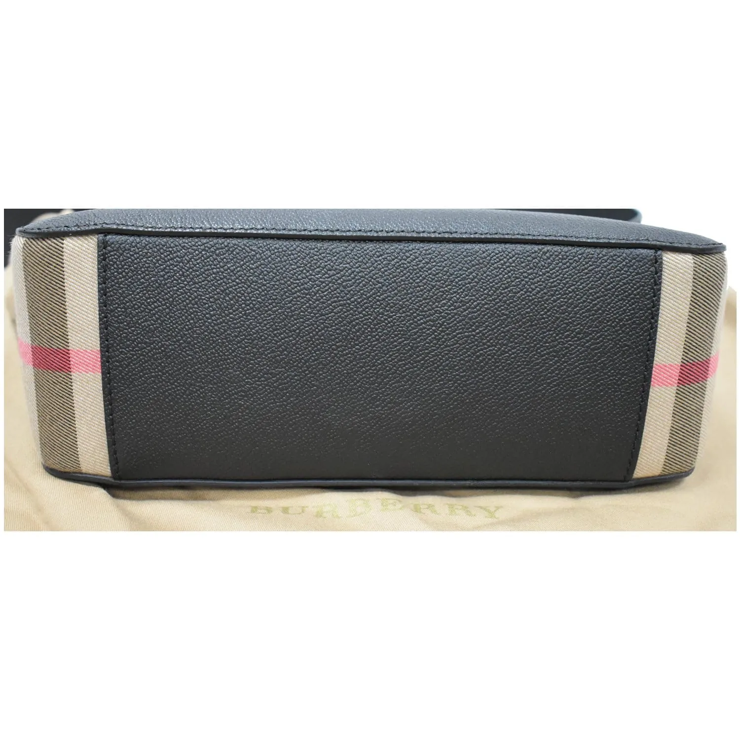 BURBERRY Helmsley House Check Grained Leather Crossbody Bag Black
