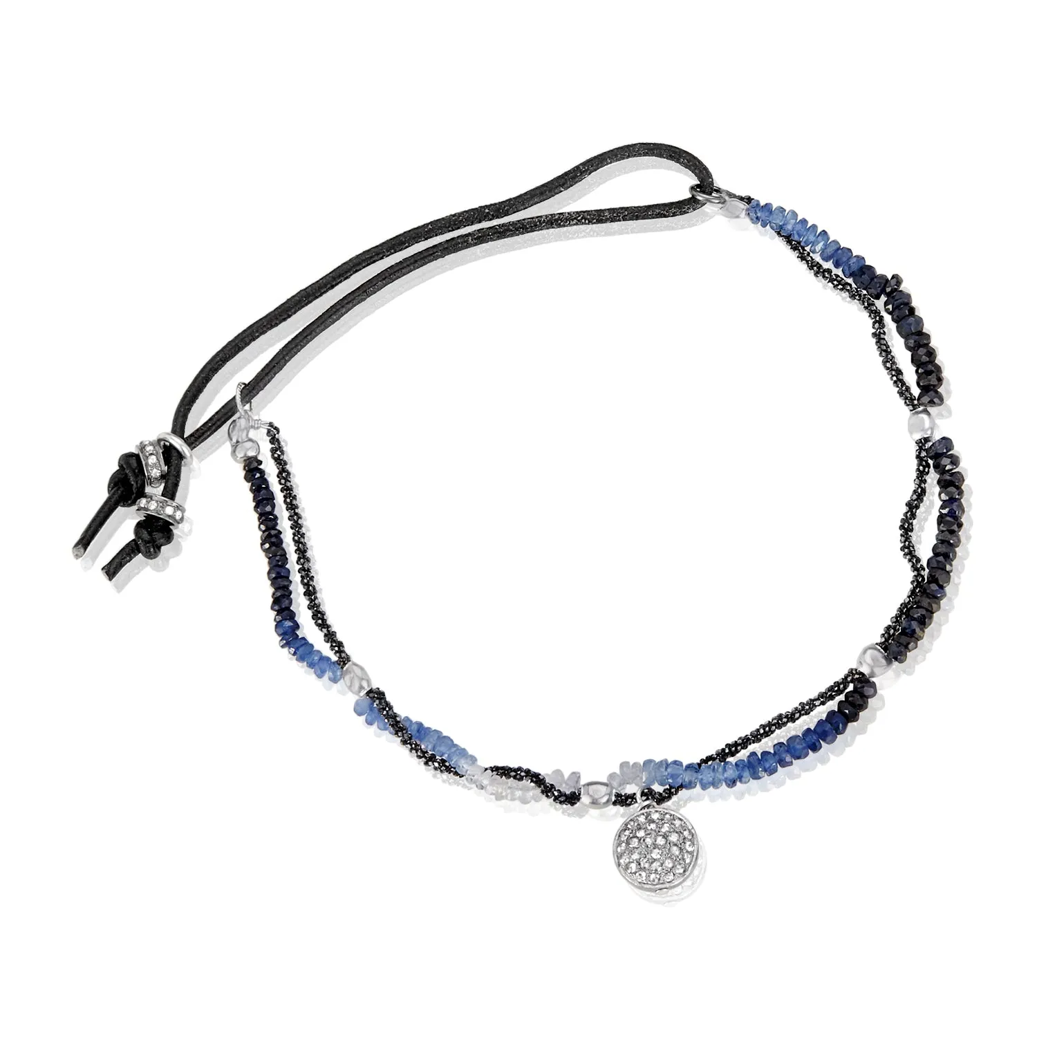 Burmese Sapphire Leather Tied Bracelet