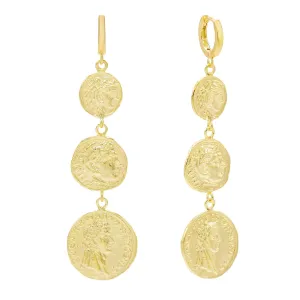 Caesar Coin Huggie Earring