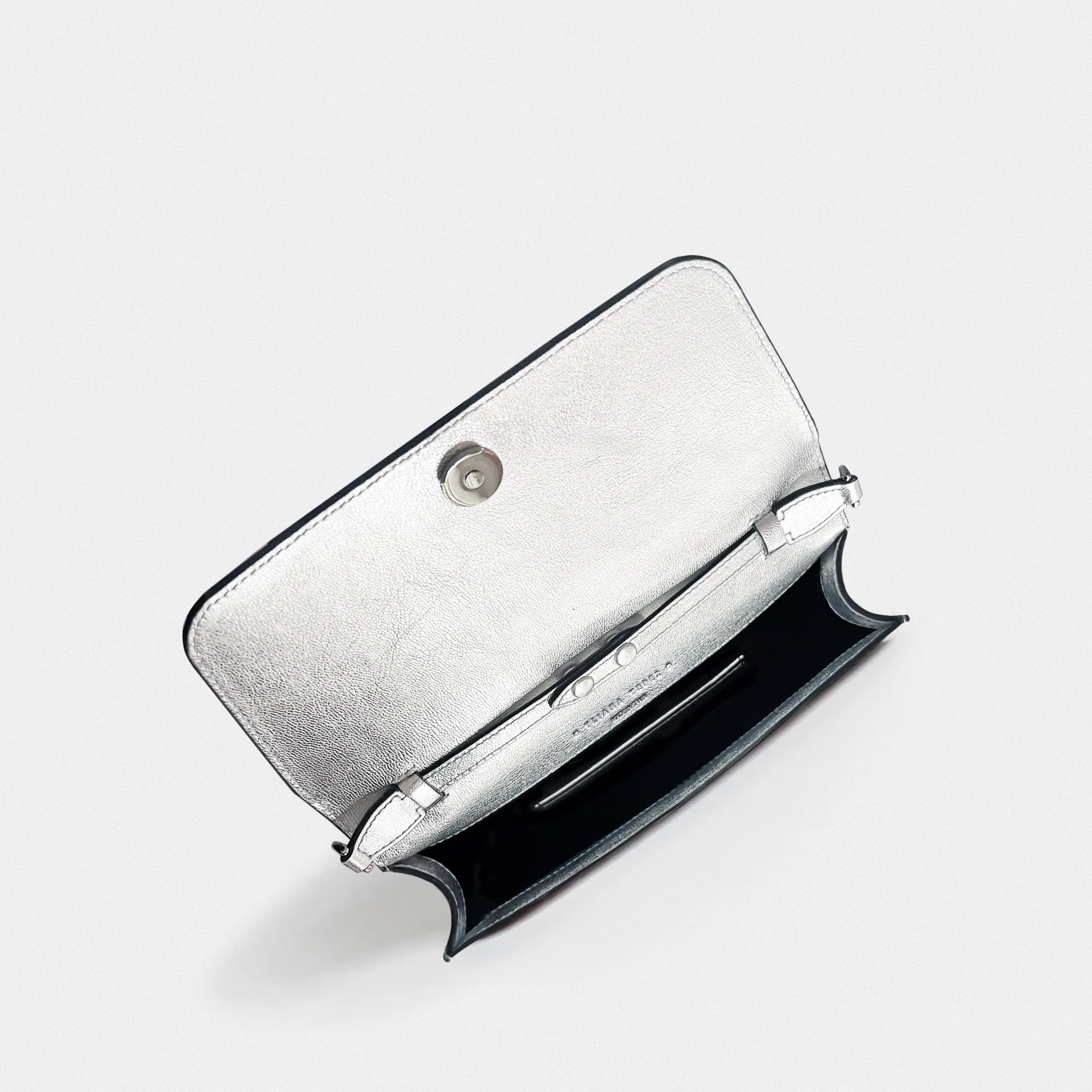 Cali embossed croc clutch silver