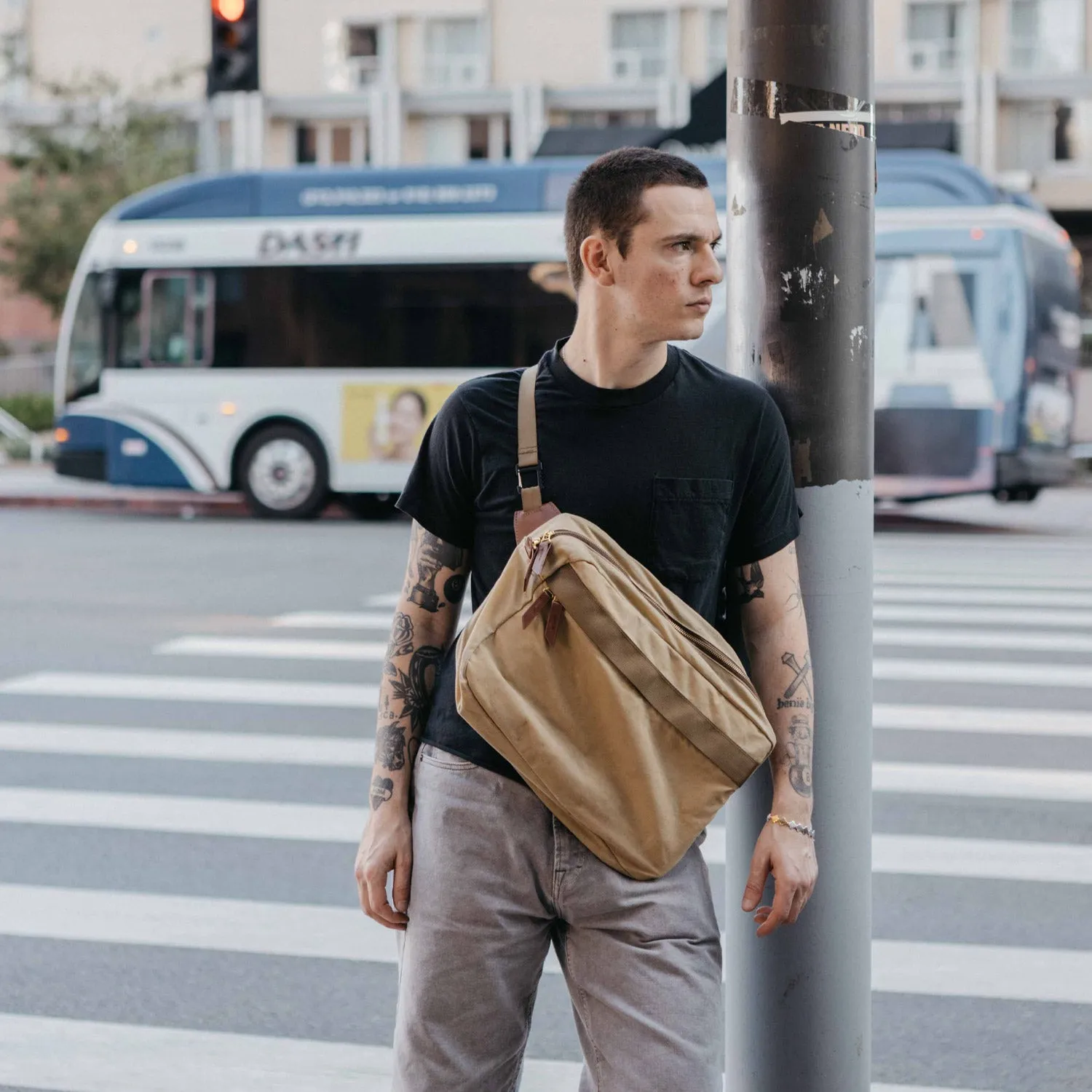 Canyon Crossbody Large - Slate Grey Waxed Canvas