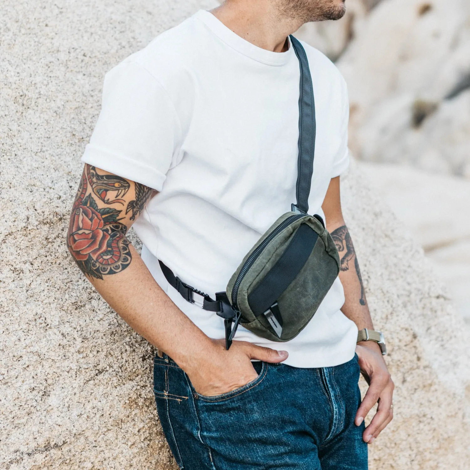 Canyon Crossbody Mini - Slate Grey Waxed Canvas