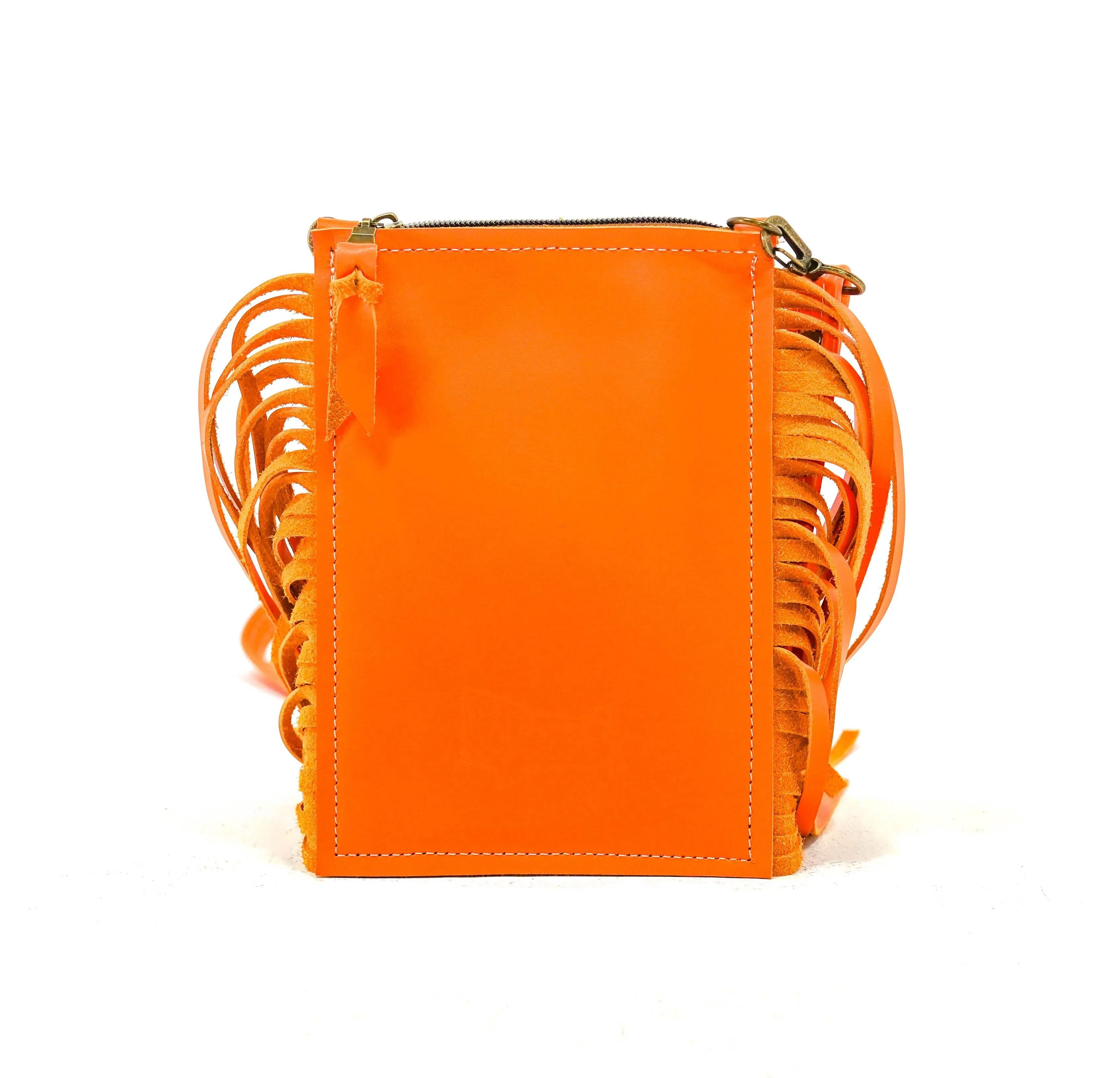 Carrie - Chocolate & White w/ Orange Leather
