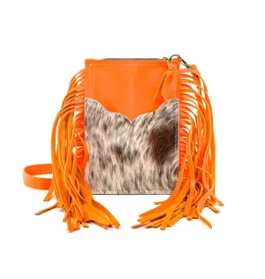 Carrie - Chocolate & White w/ Orange Leather