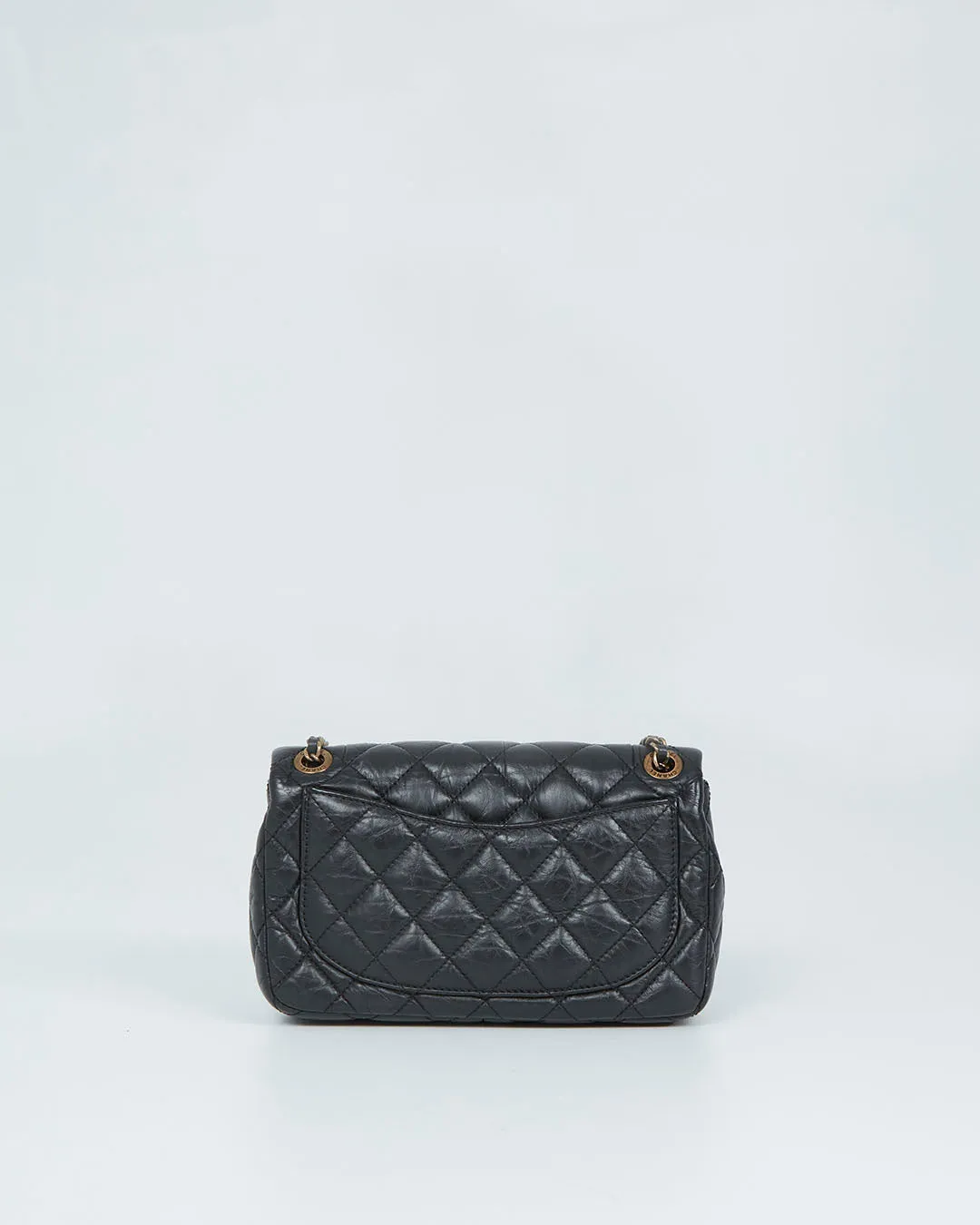 Chanel Black Aged Calfskin Coin Medallion Mini Flap Bag