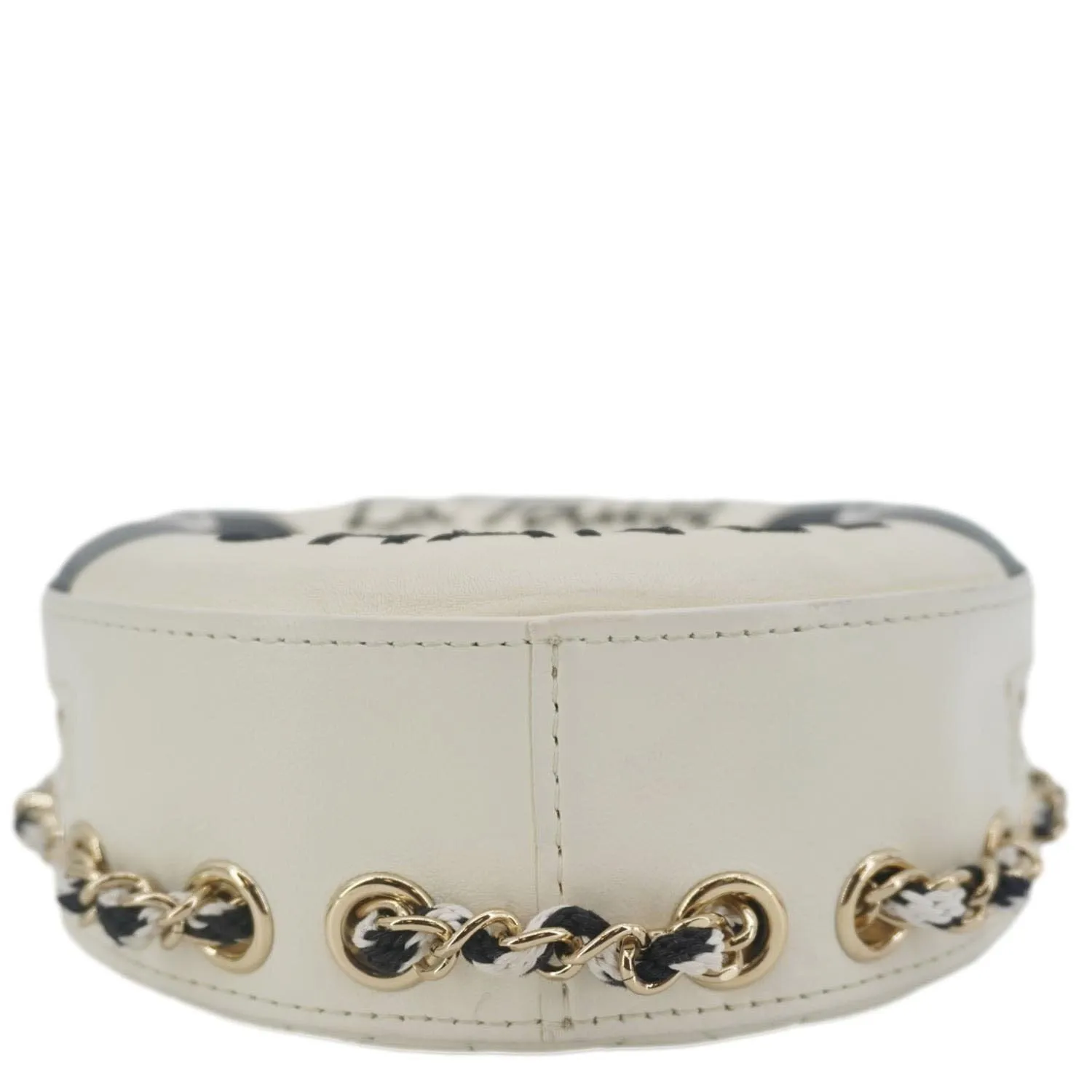 CHANEL Coco Lifesaver Leather Round Crossbody Bag White