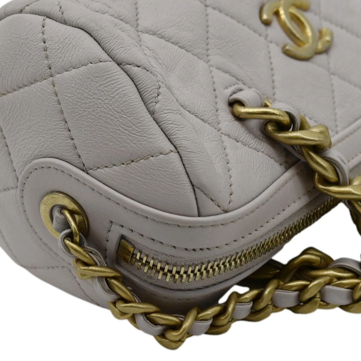 CHANEL Fashion Therapy Bowling Small Quilted Leather Crossbody Bag Light Pink