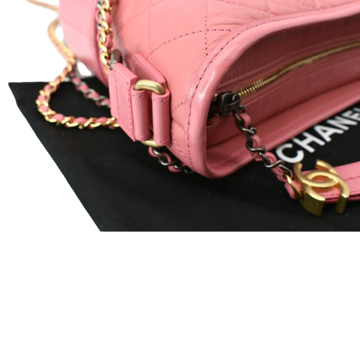 CHANEL Gabrielle Small Aged Calfskin Leather Hobo Crossbody Bag Pink