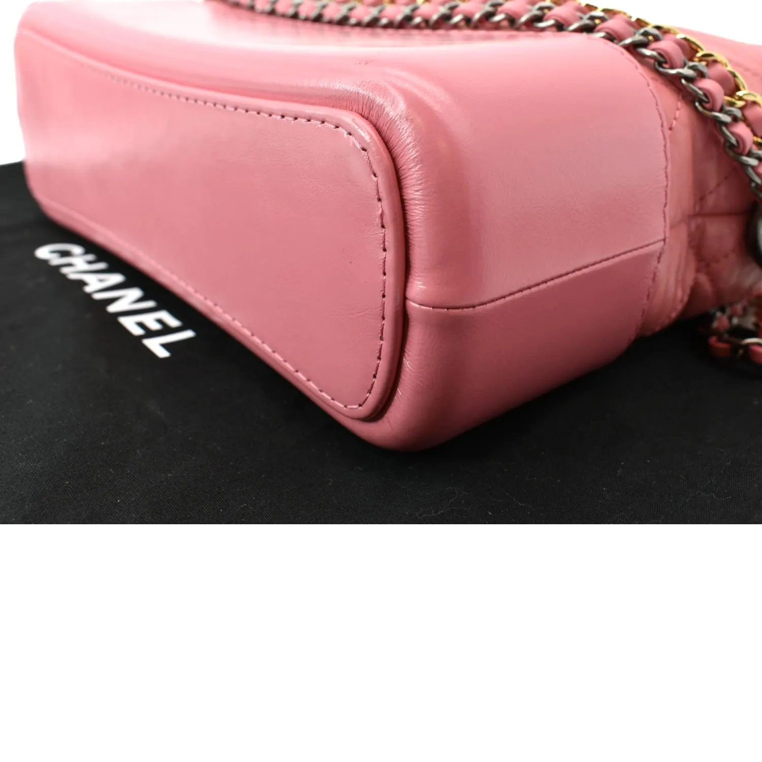 CHANEL Gabrielle Small Aged Calfskin Leather Hobo Crossbody Bag Pink