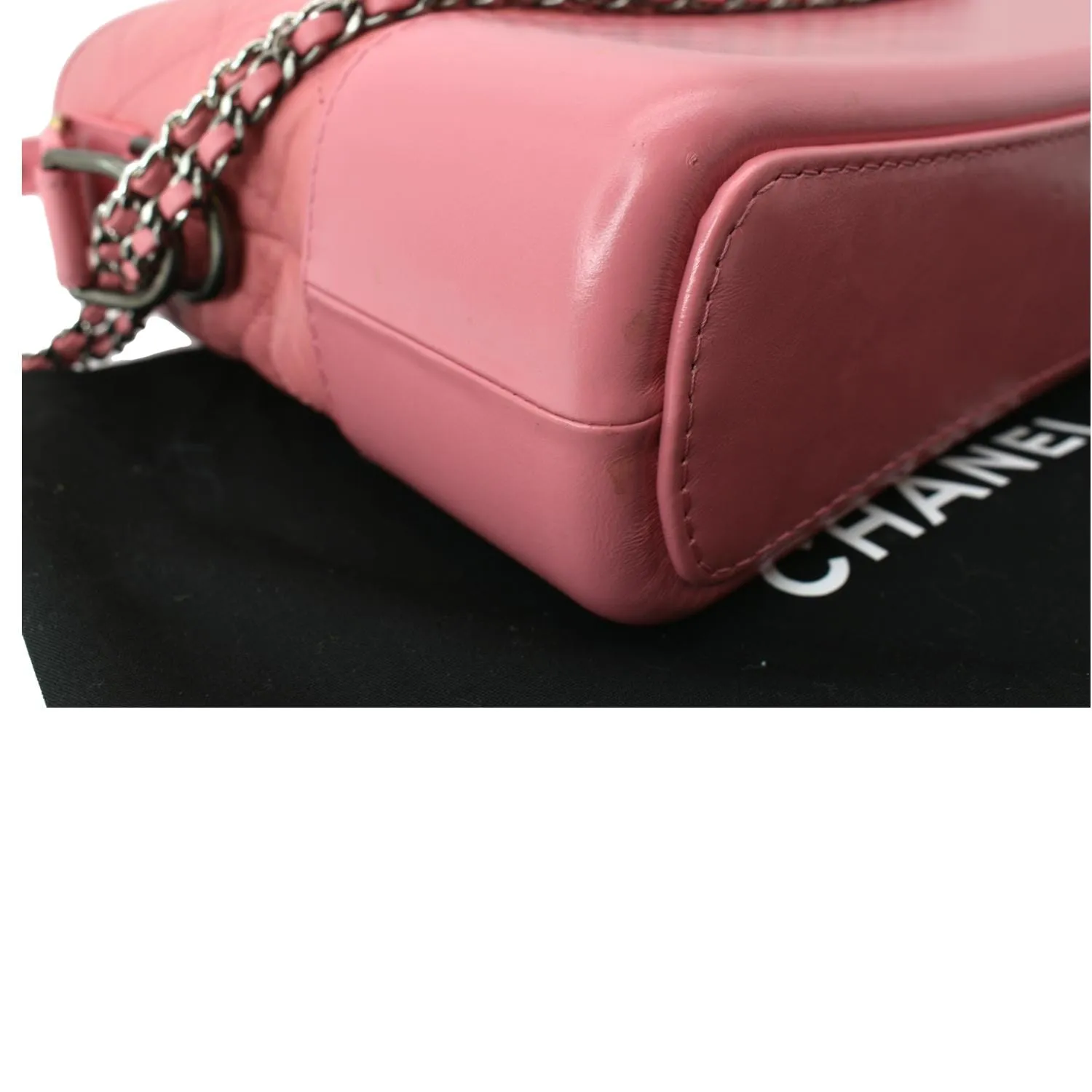 CHANEL Gabrielle Small Aged Calfskin Leather Hobo Crossbody Bag Pink