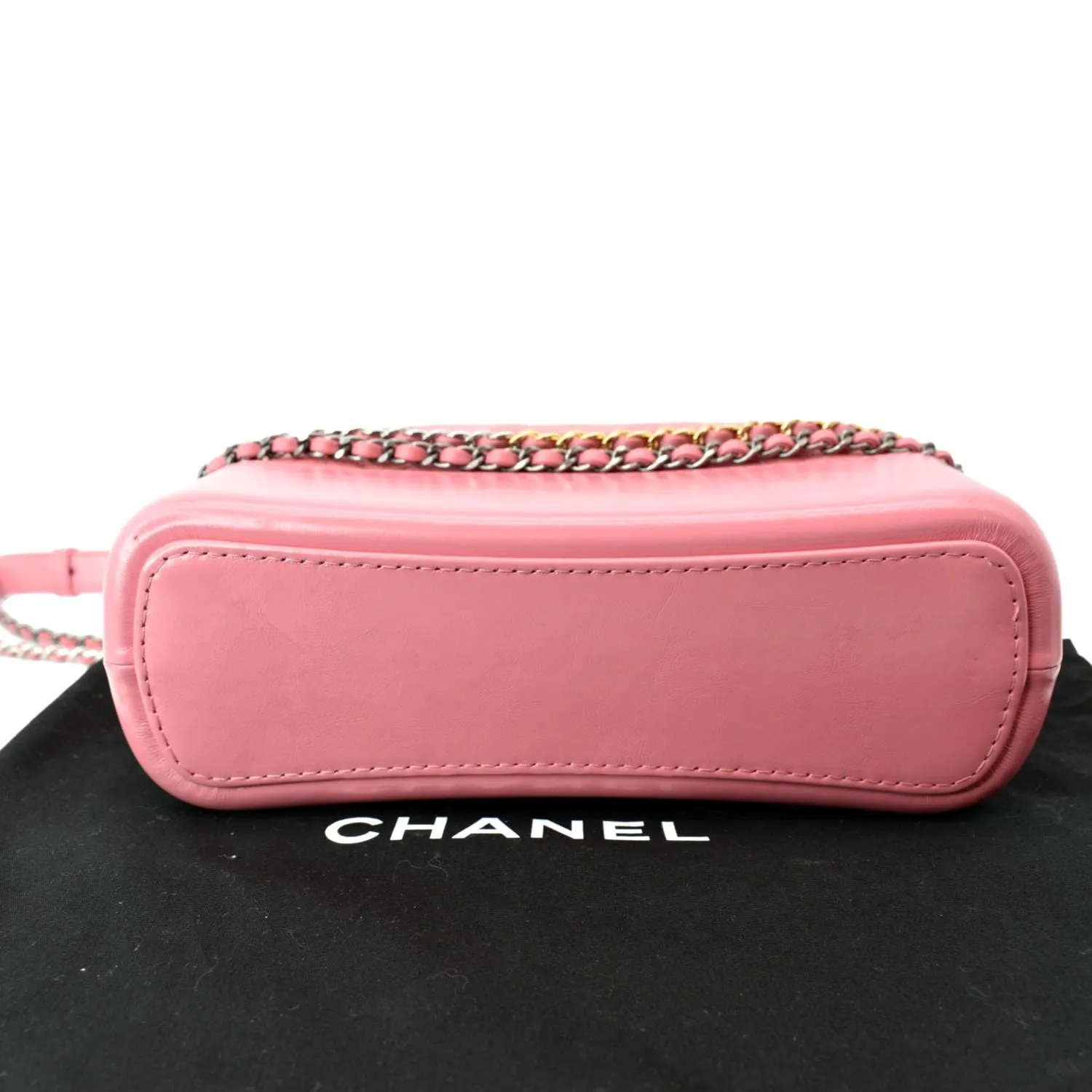 CHANEL Gabrielle Small Aged Calfskin Leather Hobo Crossbody Bag Pink