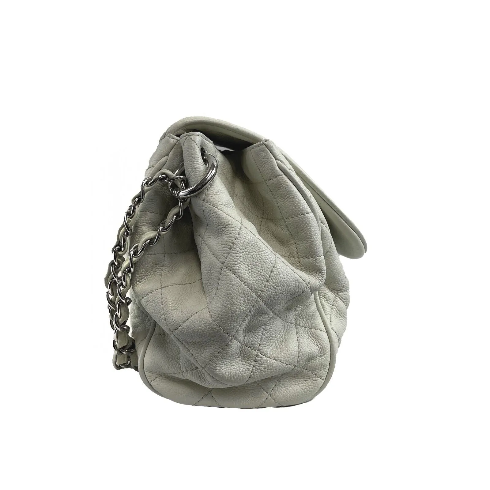 Chanel Timeless Accordion Flap Bag Quilted Caviar 09 White Handbag