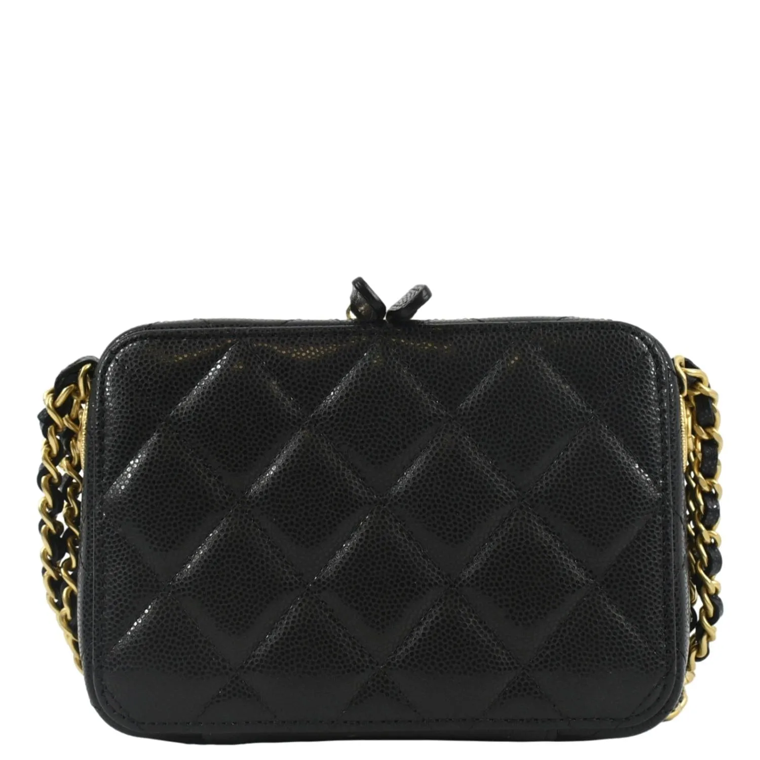 CHANEL Twist Your Buttons Quilted Caviar Leather Crossbody Clutch Bag Black