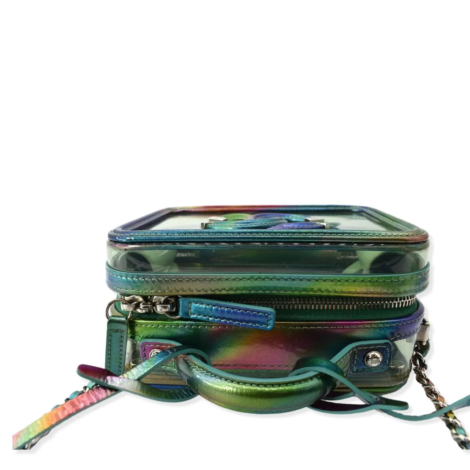 CHANEL Vanity Case Small Filigree Rainbow Patent Leather Crossbody Bag Green - Hot Deals