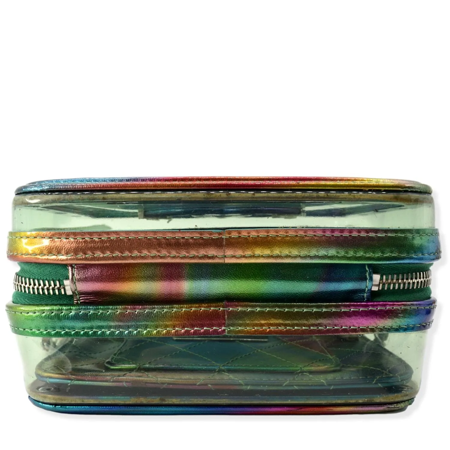 CHANEL Vanity Case Small Filigree Rainbow Patent Leather Crossbody Bag Green - Hot Deals