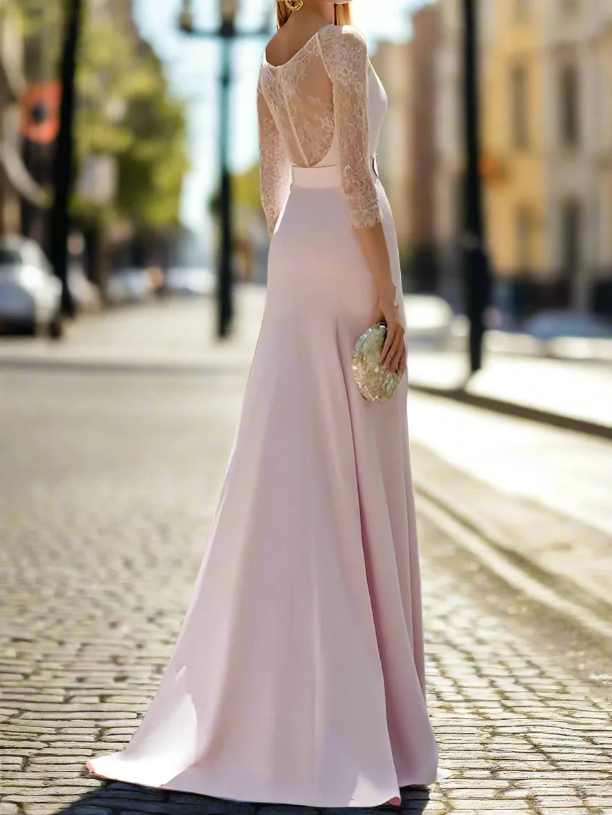 Chic Mermaid 3/4 Sleeves Sweep Train Mother of The Bride Dresses