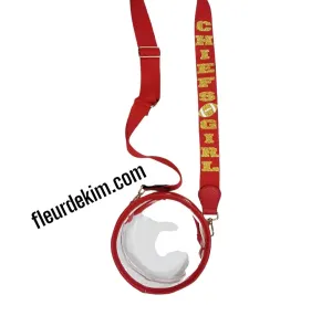 Chiefs Girl small round clear red crossbody bag with straps