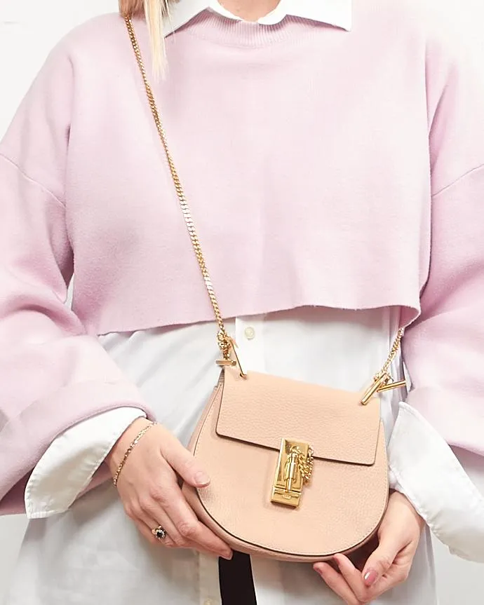 Chloé Pink Leather Drew Crossbody Bag