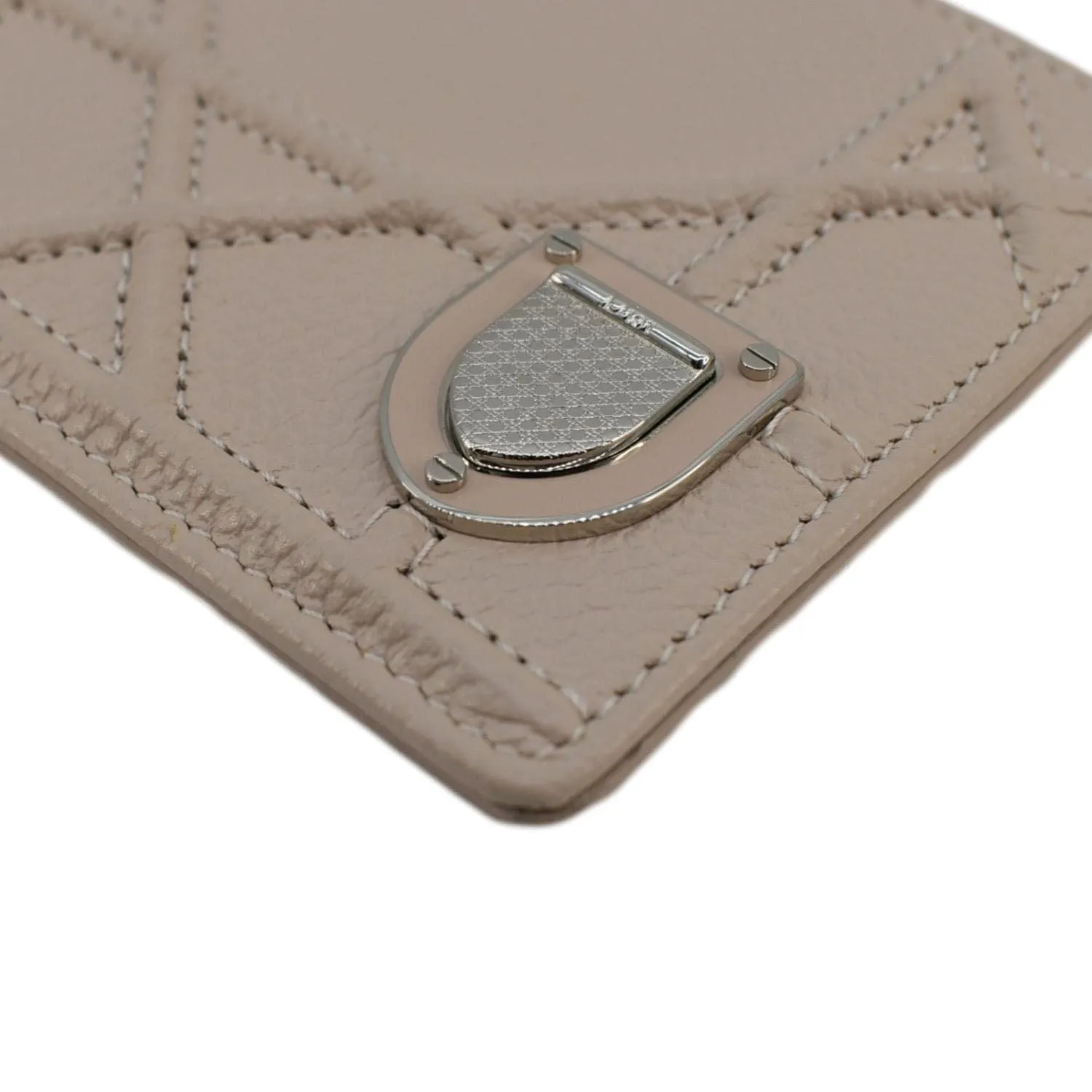 CHRISTIAN DIOR Diorama Cannage Leather Card Holder Light Beige