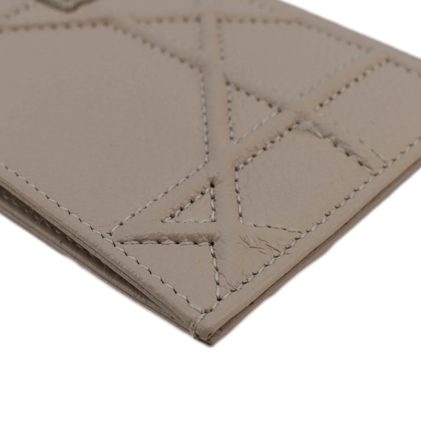 CHRISTIAN DIOR Diorama Cannage Leather Card Holder Light Beige