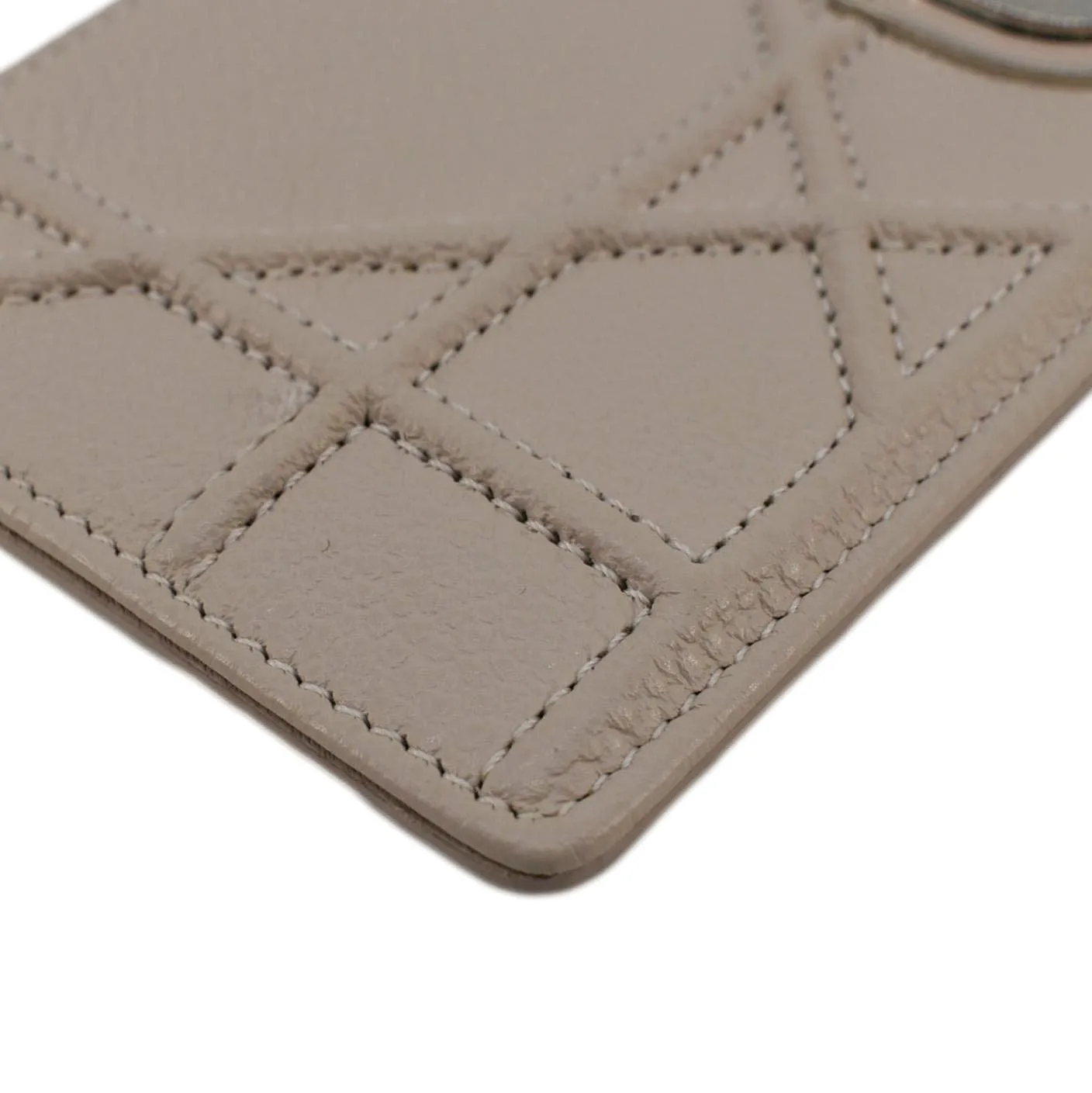 CHRISTIAN DIOR Diorama Cannage Leather Card Holder Light Beige