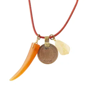Citrine and coin charm necklace