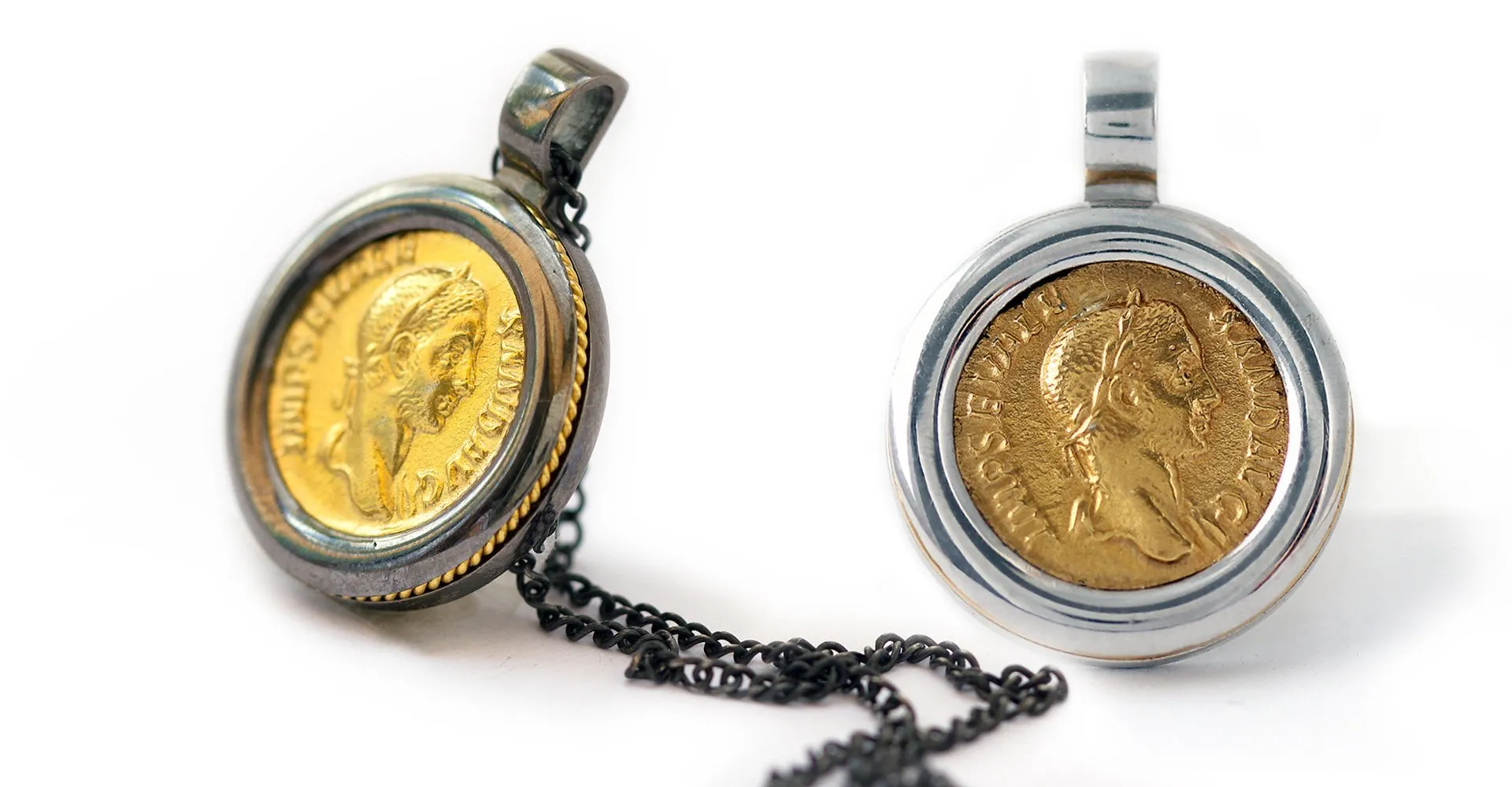 Coin and jewelry- black and gold coin jewelry