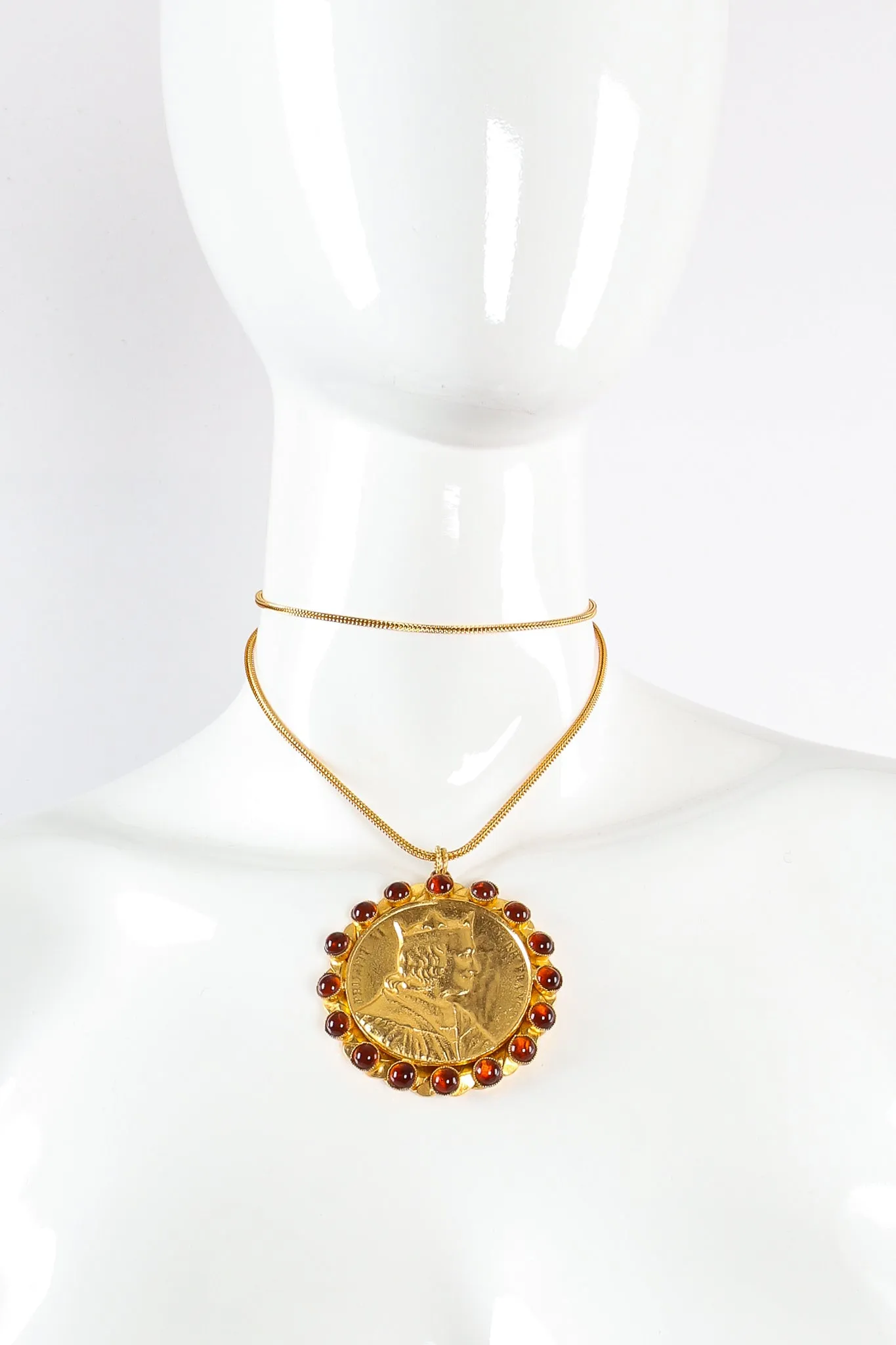 Coin Cabochon Pendant Necklace