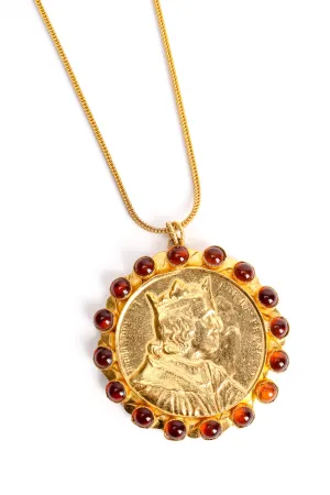 Coin Cabochon Pendant Necklace