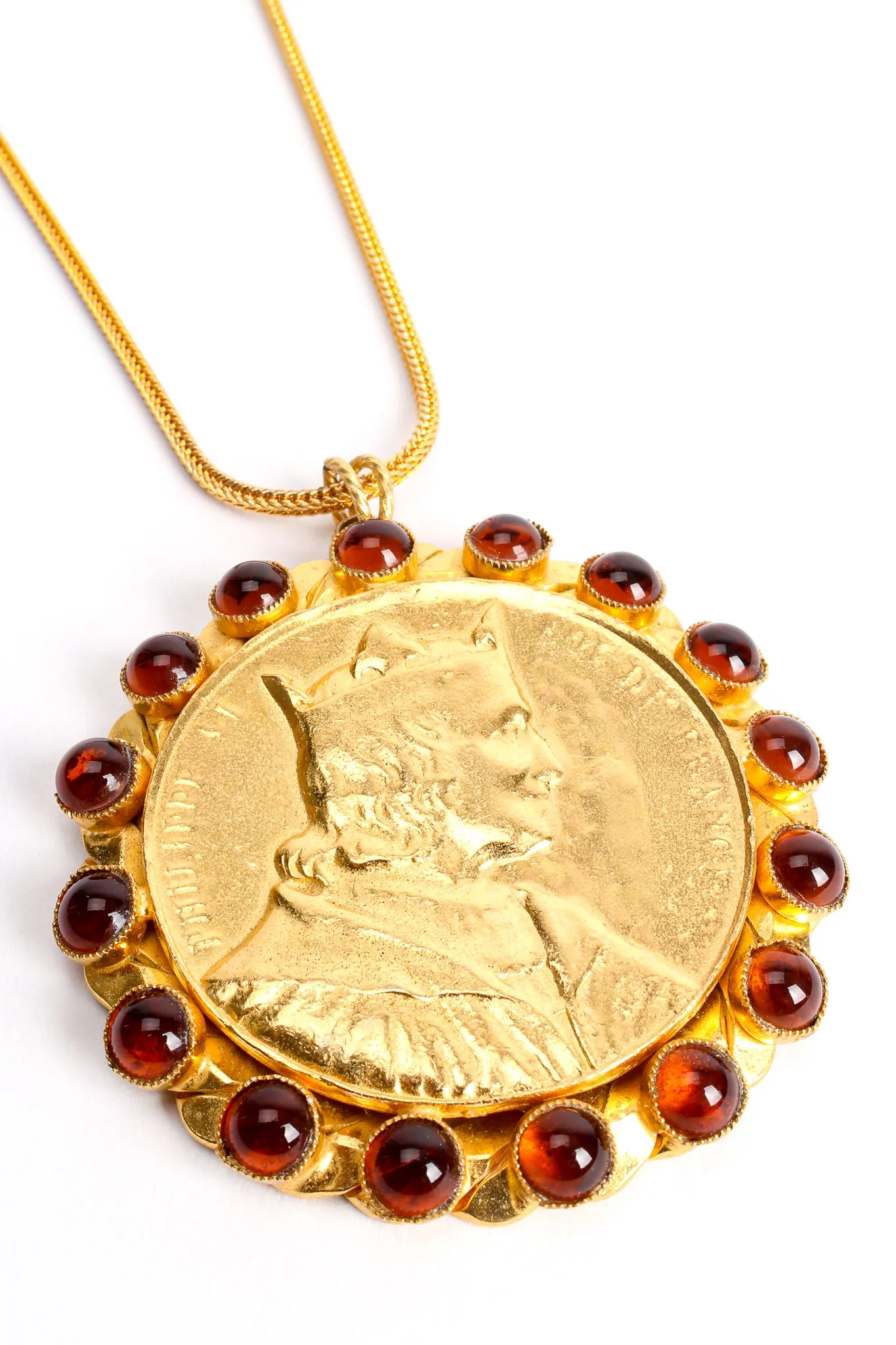 Coin Cabochon Pendant Necklace
