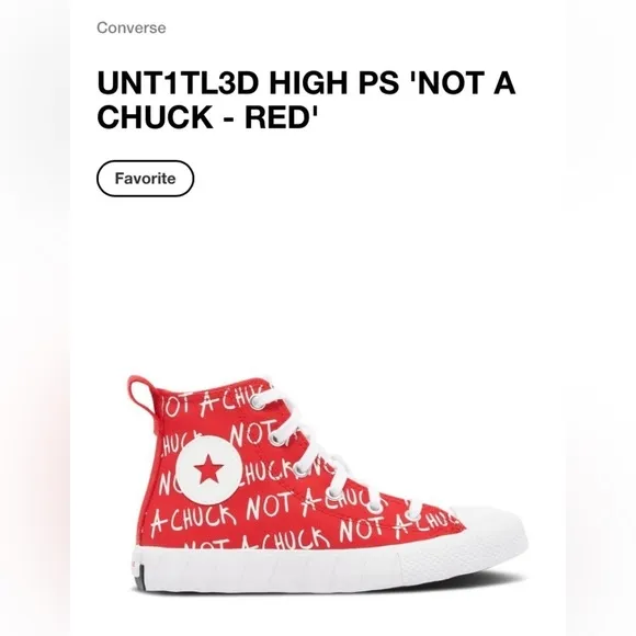 Converse UNT1TL3D Hi Top Not A Chuck Red/White Sneakers size little kids 13