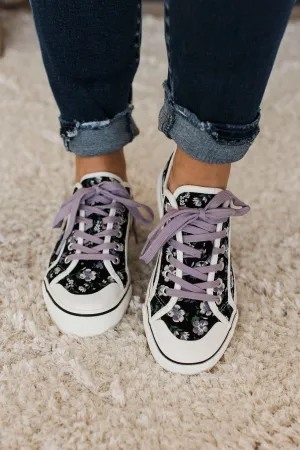 Corky's Waiting List Sneakers- Black Floral