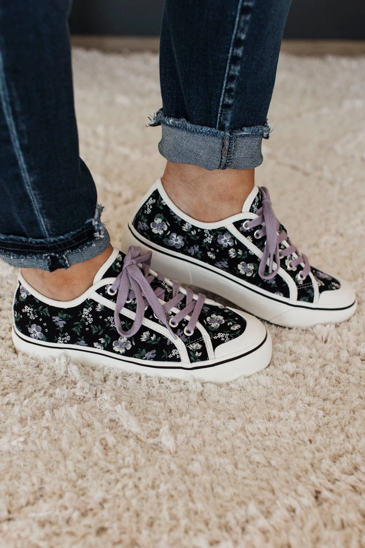 Corky's Waiting List Sneakers- Black Floral