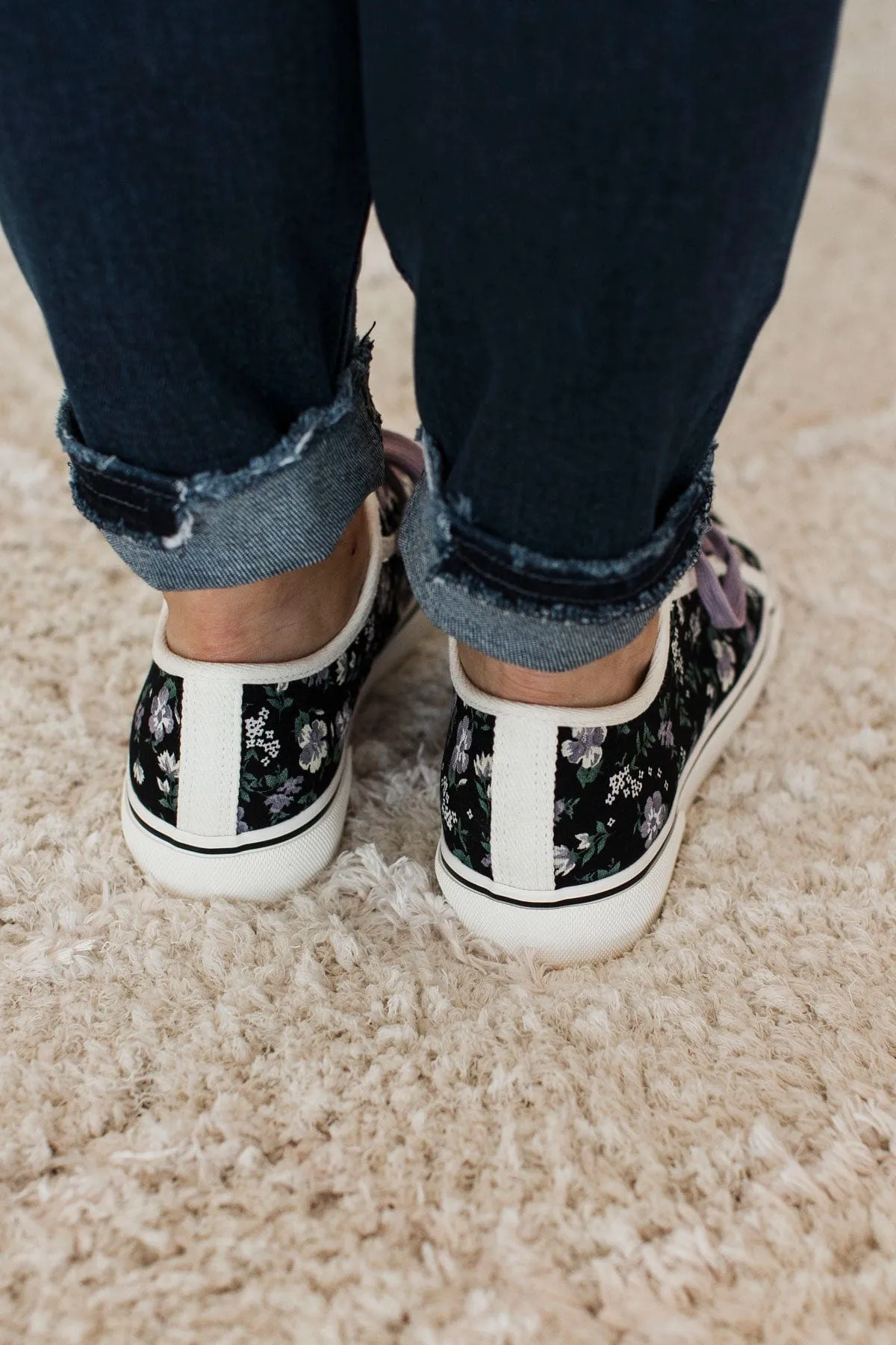 Corky's Waiting List Sneakers- Black Floral