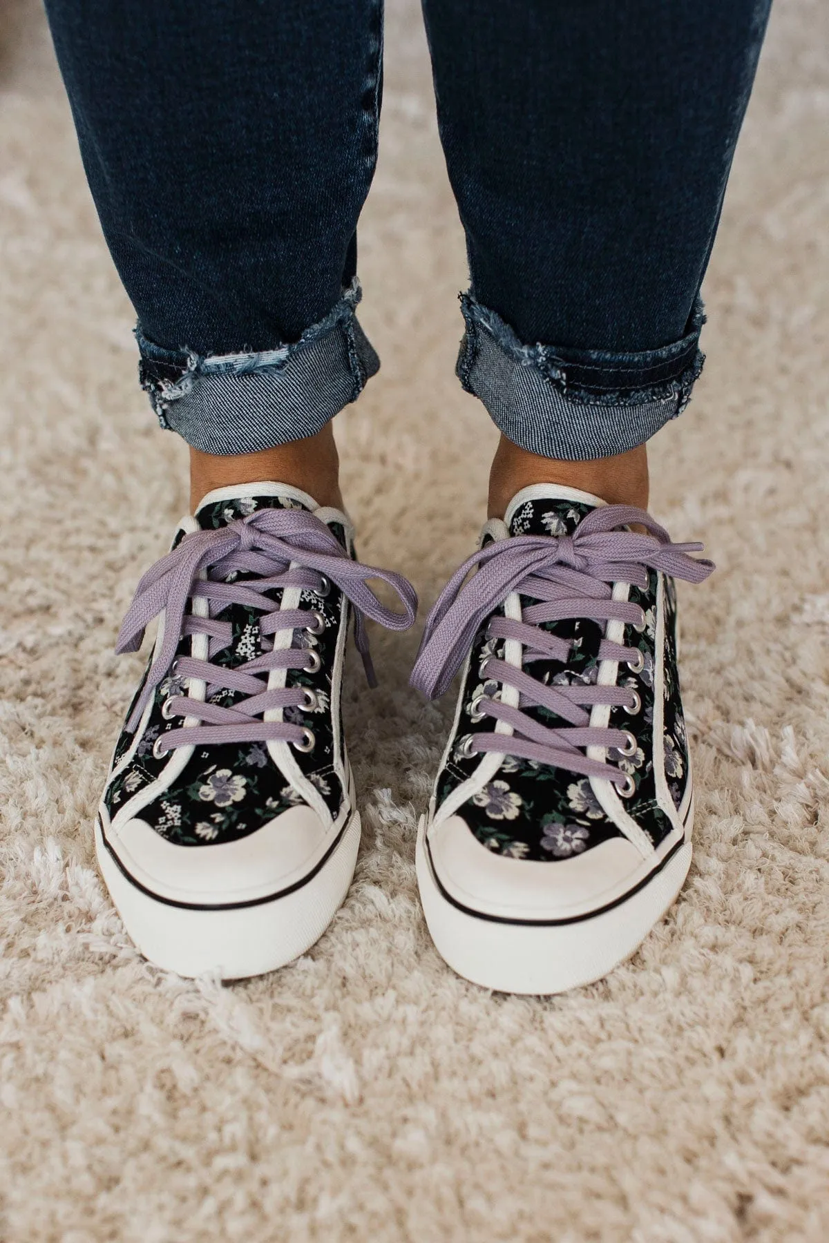 Corky's Waiting List Sneakers- Black Floral