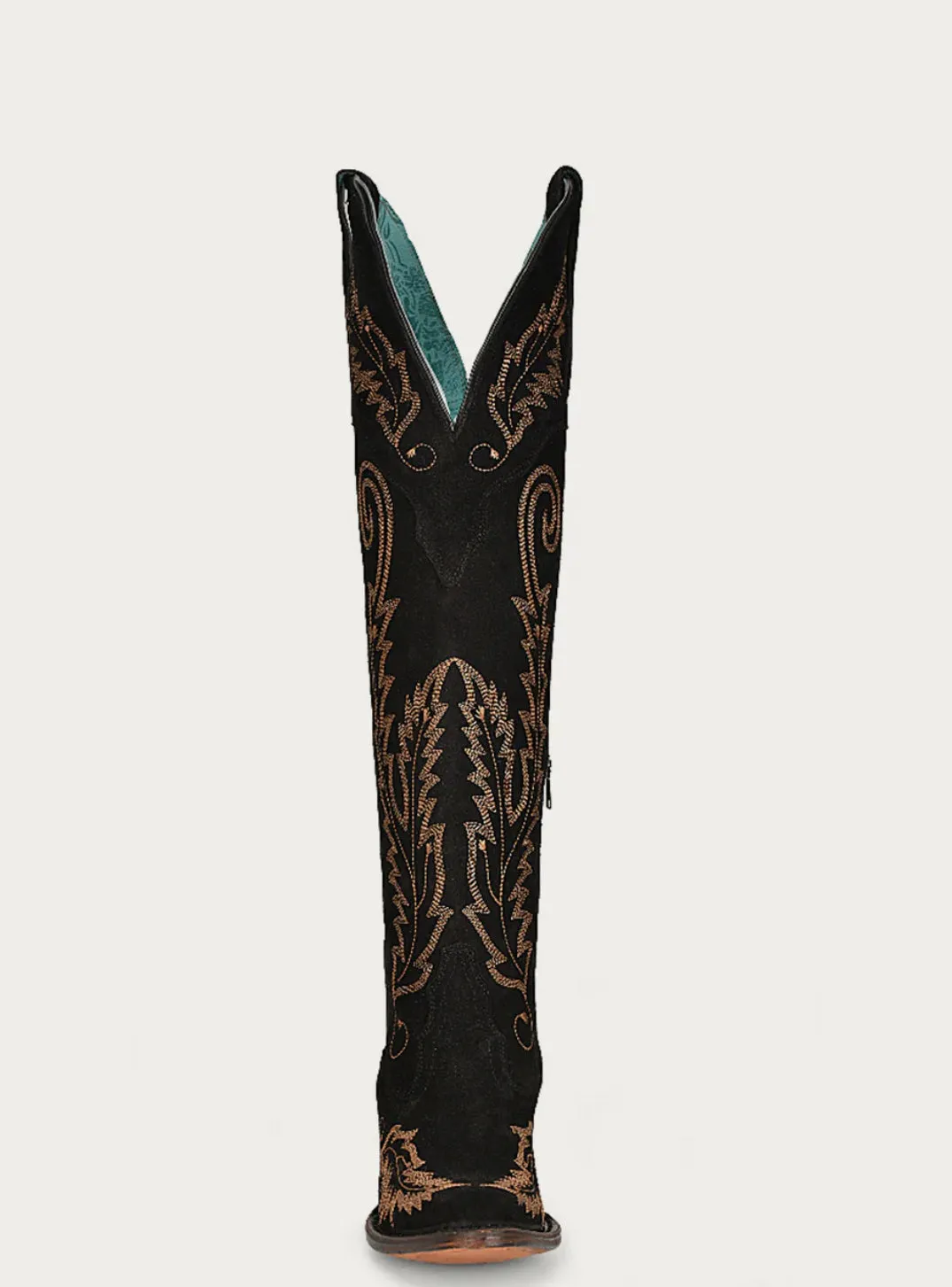 Corral Black Suede Embroidery Tall Boots A4404