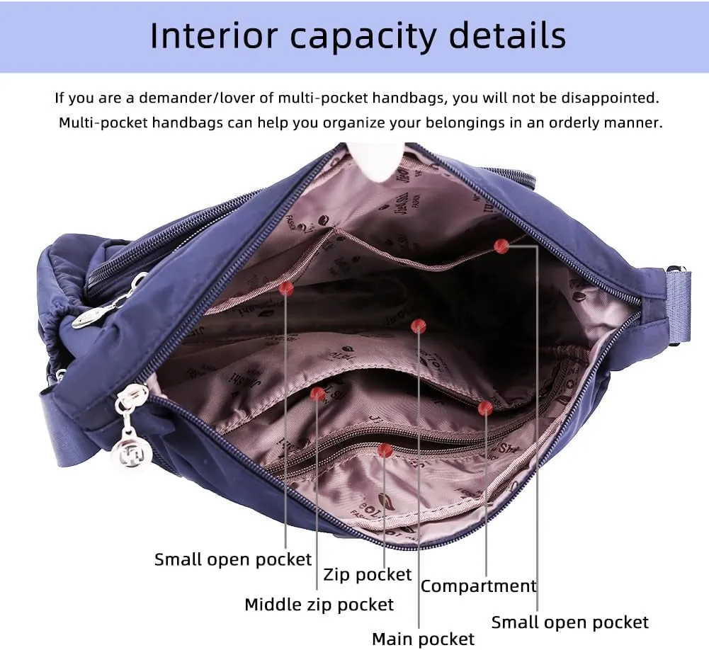 Crossbody Bag for Women, Multiple Pockets Shoulder Handbag with adjustable strap