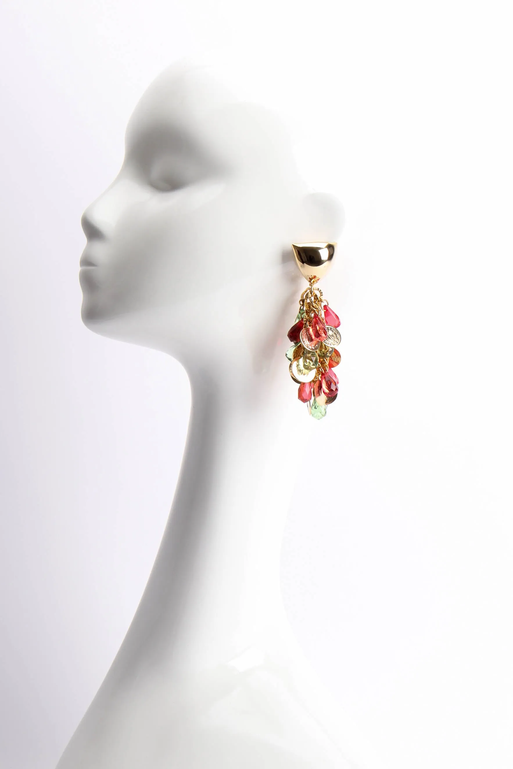 Crystal Coin Waterfall Earrings