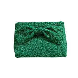 Custom Beaded Bow Bag in Emerald Green