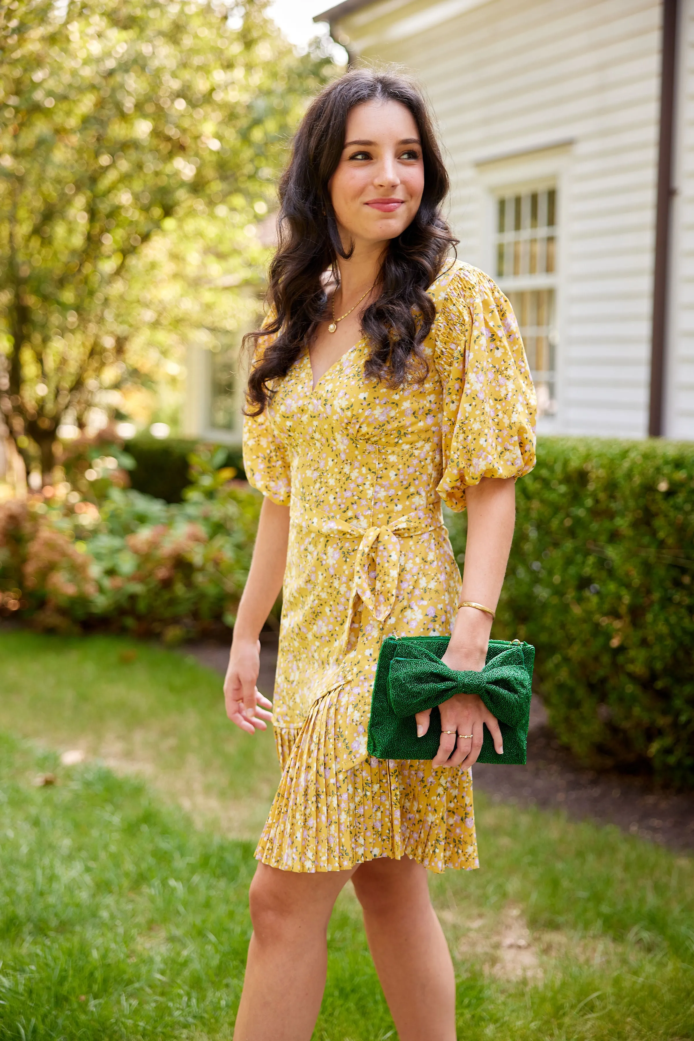 Custom Beaded Bow Bag in Emerald Green